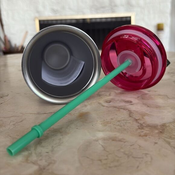 NWT Starbucks 2024 Holiday Green Pink Metallic Hot & Cold Insulated Tumbler - Picture 9 of 12